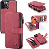 CaseMe - Telefoonhoesje geschikt voor Apple iPhone 13 Pro Max - Back Cover met Ritssluiting - Rood