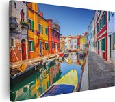 Artaza Canvas Schilderij Kleurrijke Huisjes aan het Water in Venetië - 120x80 - Groot - Foto Op Canvas - Wanddecoratie Woonkamer