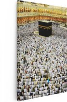 Artaza Canvas Schilderij Zwarte Steen in Mekka met Biddende Moslims - 20x30 - Klein - Foto Op Canvas - Canvas Print