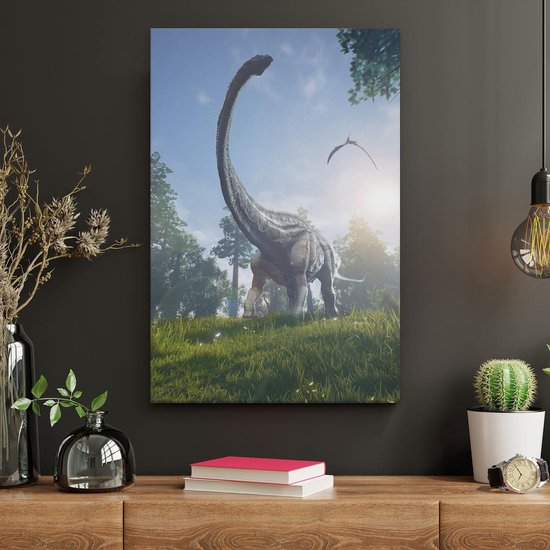 Artaza - Peinture sur toile - Dinosaure Diplodocus dans la forêt - 20x30 - Klein - Photo sur toile - Impression sur toile