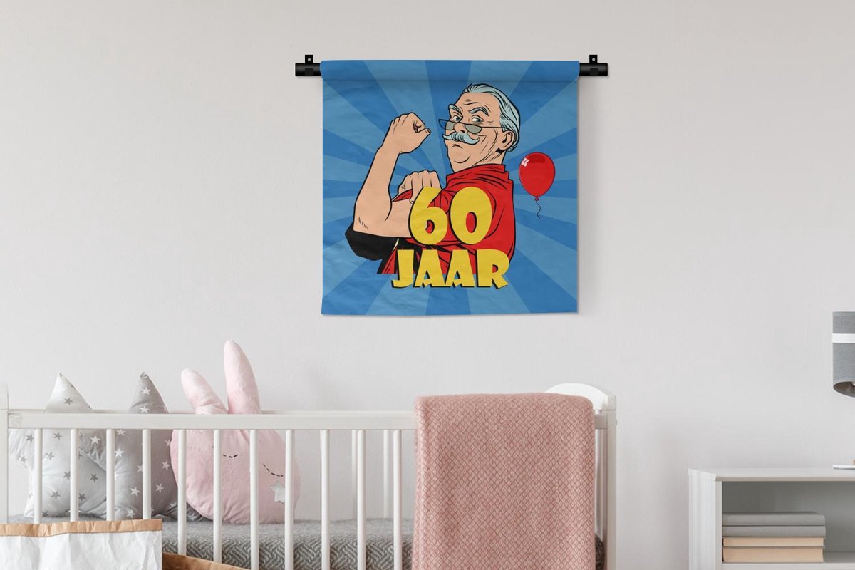 Wandkleed - Wanddoek - Verjaardag - 60 jaar - Man - 60x60 cm