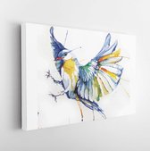 Onlinecanvas - Schilderij - Vogel Aquarel Stijl Vectorillustratie Geïsoleerd Art Horizontaal Horizontal - Multicolor - 115 X 75 Cm