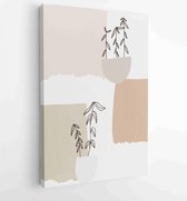 Earth tone boho gebladerte lijntekeningen tekenen met abstracte vorm. Abstract Plant Art-ontwerp voor print, omslag, behang, minimale en natuurlijke kunst aan de muur. 4 - Moderne