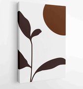 Earth tone boho gebladerte lijntekeningen tekenen met abstracte vorm. Abstract Plant Art-ontwerp voor print, omslag, behang, minimale en natuurlijke kunst aan de muur. 1 - Moderne