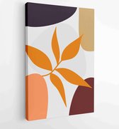 Earth tone boho gebladerte lijntekeningen tekenen met abstracte vorm. Abstract Plant Art-ontwerp voor print, omslag, behang, minimale en natuurlijke kunst aan de muur. 1 - Moderne