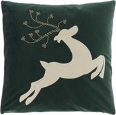 Unique Living | Kussen Reindeer 45x45cm dark green | Kussen woonkamer of slaapkamer