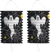 8x stuks ronde lampion 16 cm spook - Halloween trick or treat lampionnen versiering - treklampion