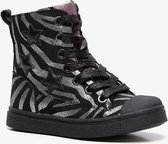 TwoDay meisjes veterboots met zebraprint - Zwart - Maat 24 - Echt leer