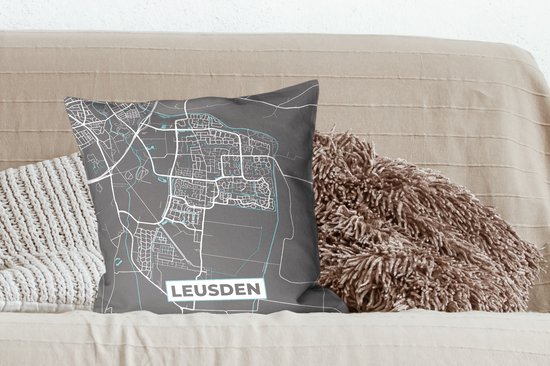 Coussins décoratifs - Oreillers Coussins décoratifs - Plan de la ville - Leusden - Grijs - Blauw - Plan