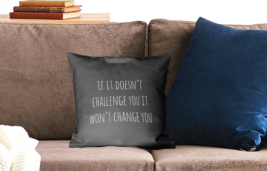 Coussins décoratifs - Oreillers Salon - 40x40 cm - Citation en anglais Si ça ne vous interpelle pas ça ne vous changera pas sur fond noir