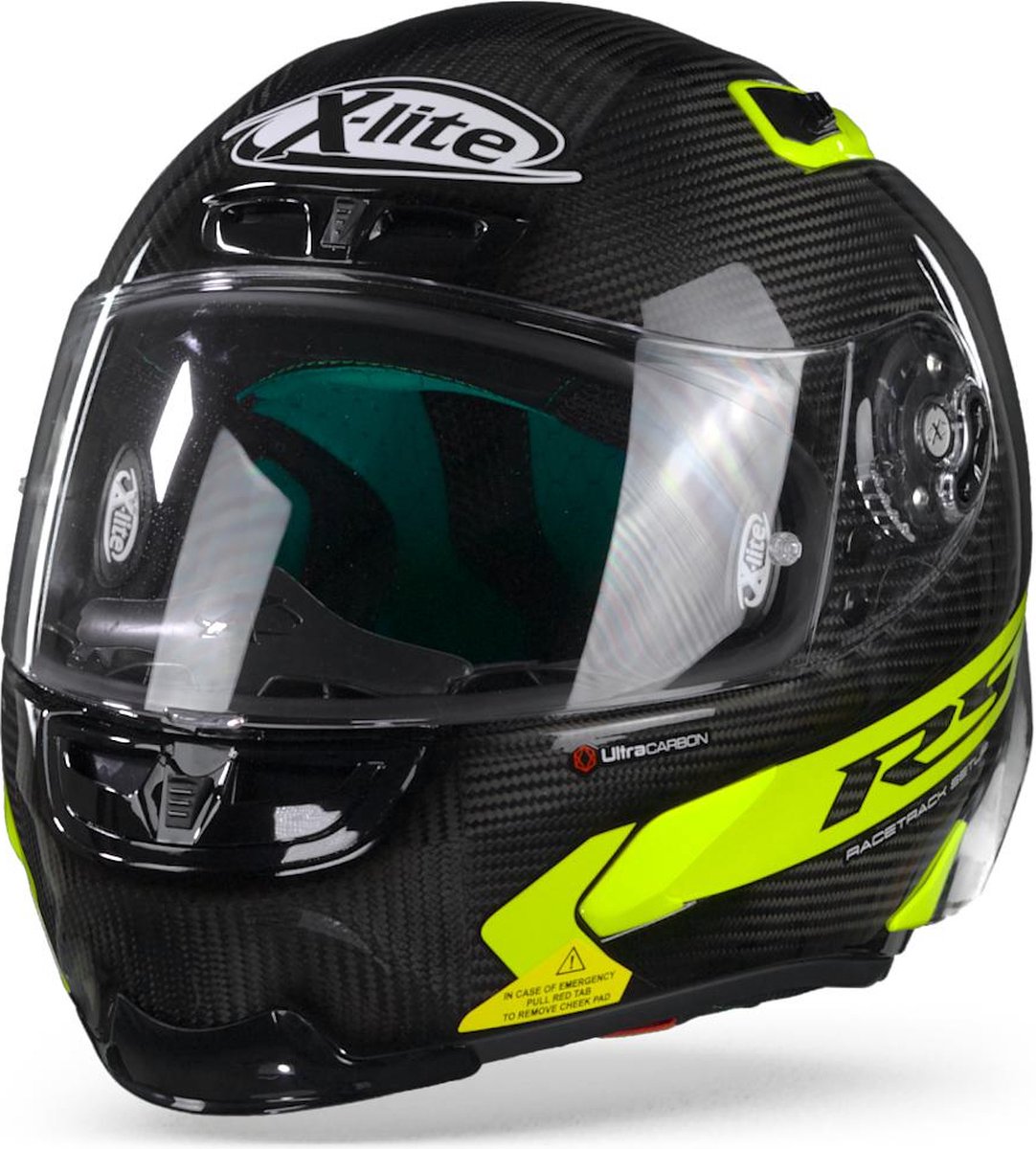 X-Lite X-803 RS Ultra Carbon Hot Lap 16 Carbon Black Yellow Full Face Helmet S
