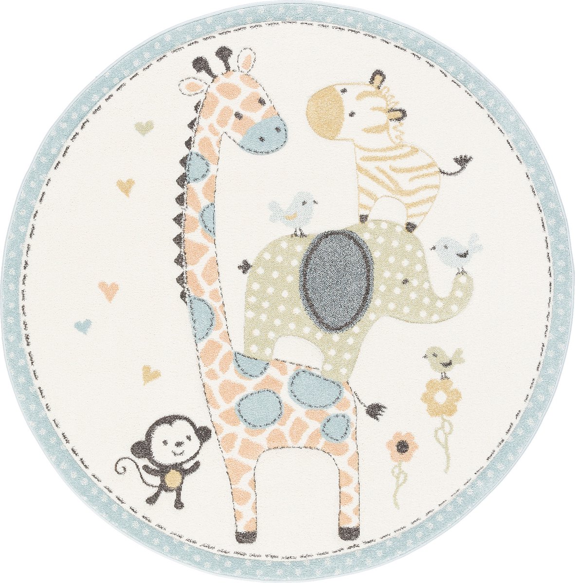 Pergamon Vloerkleed Maui Kids Safari Dieren Gekleurde Ronde