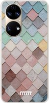 6F hoesje - geschikt voor Huawei P50 -  Transparant TPU Case - Colour Tiles #ffffff