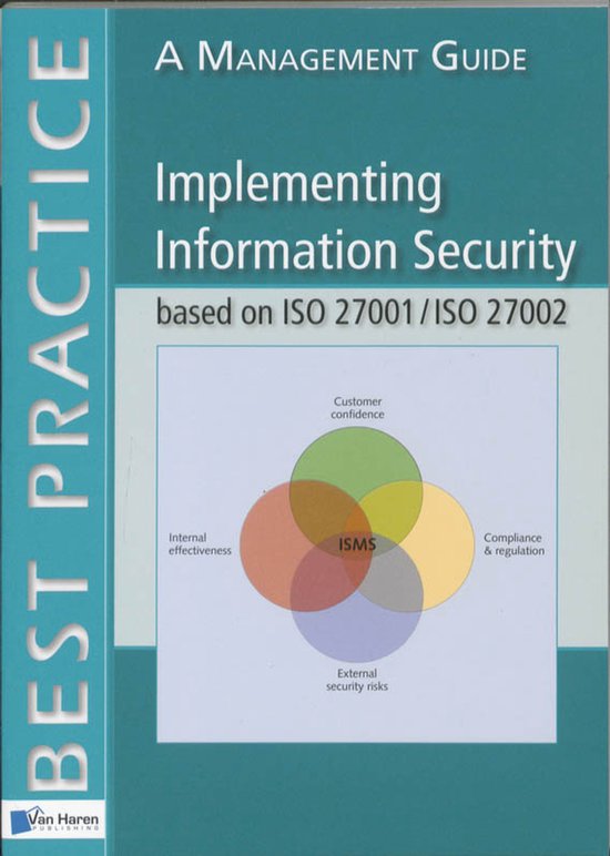 Boek "Implementing Information Security" met de tekst "BEST PRACTICE" aan de zijkant.