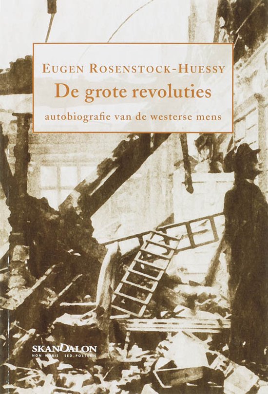 Boekomslag 'De grote revoluties' met titel en afbeelding van verwoesting.