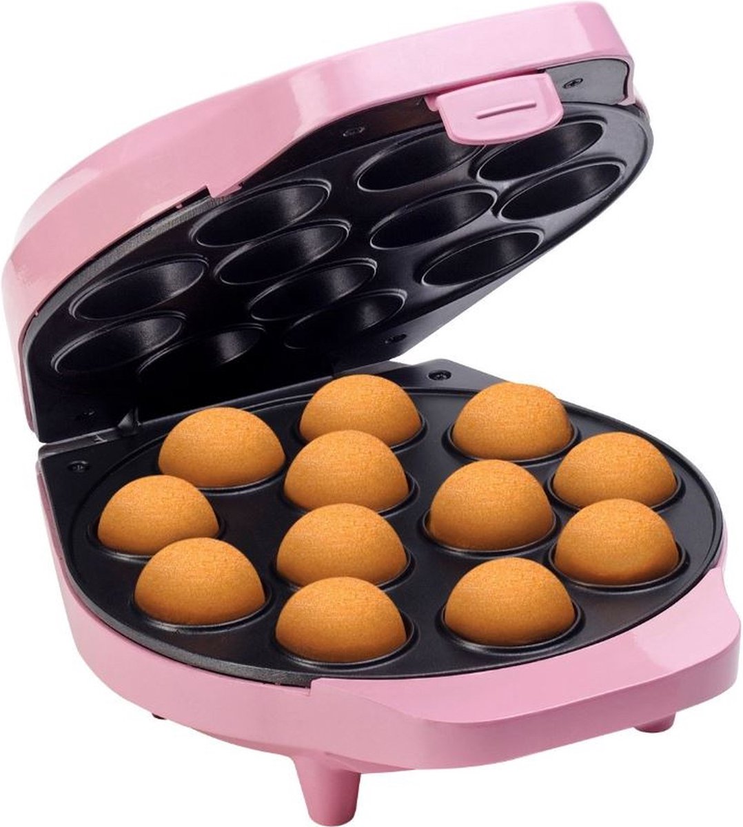 Bol.com Bestron Cake pop maker - DCPM12 - 700W - 12 cake pops - Incl. 12 stokjes & vorkjes - Roze aanbieding