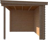 Blokhut met overkapping lessenaar dak 250 x 250 + 350cm