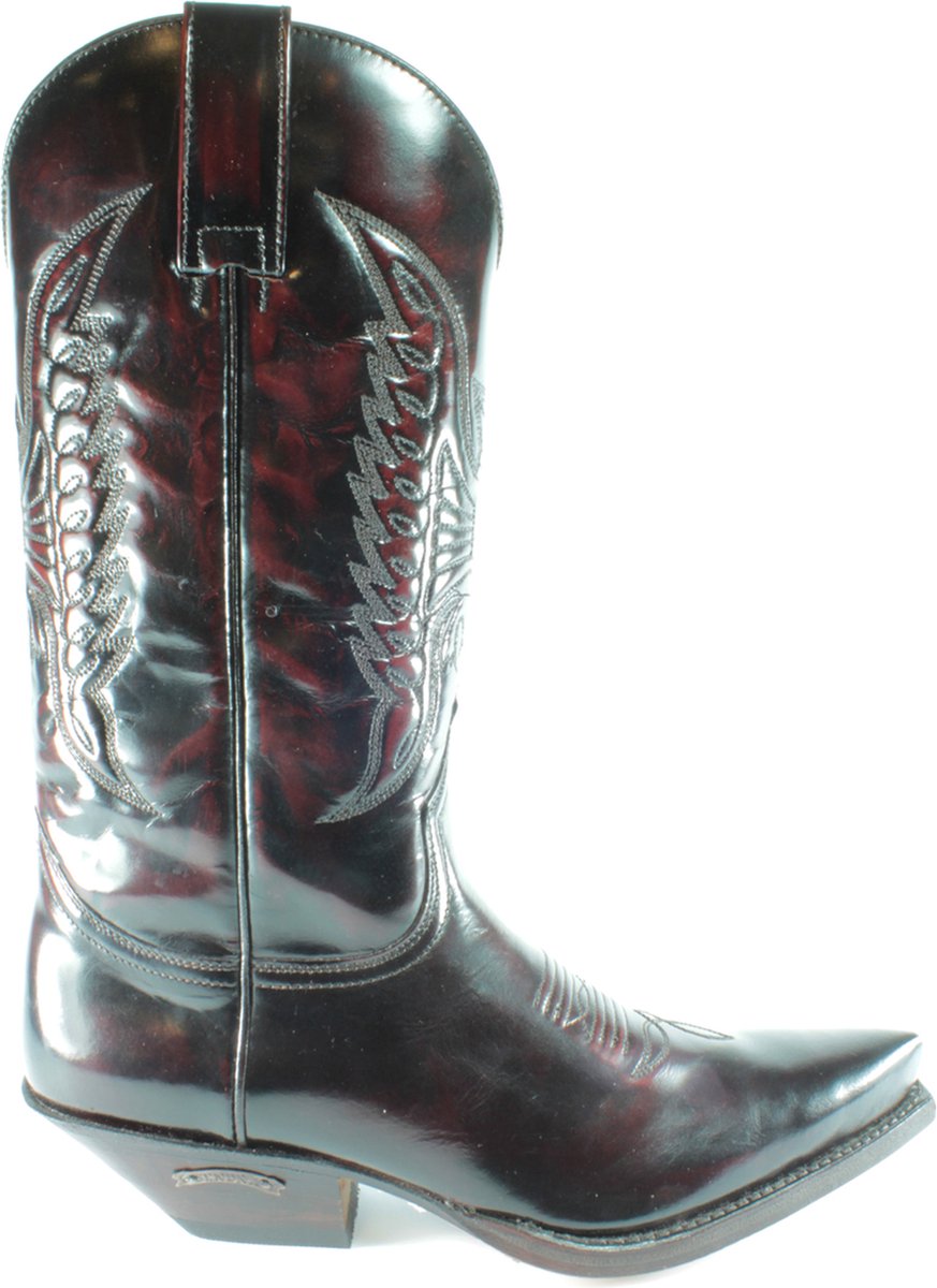 Sendra Boots 2073 Cuervo Florentic Bordeaux Dames Heren Laarzen Cowboy Western Boots Leren Zool Spitse Neus Schuine Hak Glanzend Echt Leer Maat 39