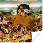 Poster Haywain central panel of the triptych - schilderij van Jheronimus Bosch - 100x100 cm XXL