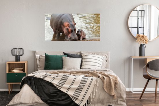 Affiche Animaux - Hippopotames - Bébé - 120x60 cm
