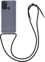 kwmobile telefoonhoesje compatibel met Motorola Moto G60S - Hoesje met koord - Back cover in transparant / zwart