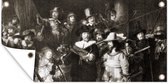 Schuttingposter De Nachtwacht in zwart-wit - Schilderij van Rembrandt van Rijn - 200x100 cm - Tuindoek