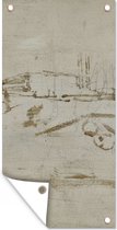 Schuttingposter De buitenrand van een stad - Schilderij van George Hendrik Breitner - 100x200 cm - Tuindoek