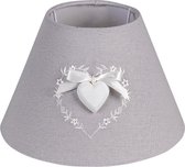 Lampenkap Ø 22*15 cm / E27 Grijs Textiel Rond Hartje Stoffen Lampenkap