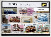 Bussen – Luxe postzegel pakket (A6 formaat) : collectie van 50 verschillende postzegels van bussen – kan als ansichtkaart in een A6 envelop - authentiek cadeau - kado - geschenk - kaart - stadsbus - vervoer - transport - schoolbus - oude bussen
