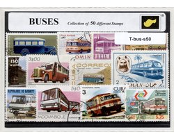 Bussen – Luxe postzegel pakket (A6 formaat) : collectie van 50 verschillende postzegels van bussen – kan als ansichtkaart in een A6 envelop - authentiek cadeau - kado - geschenk - kaart - stadsbus - vervoer - transport - schoolbus - oude bussen
