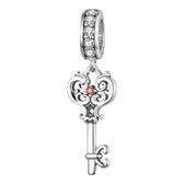 Bedel Sleutel | Charm met zirkonia | 925 Sterling Zilver