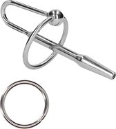 Shots - Ouch! RVS Penisplug met Eikelring - 8 mm silver