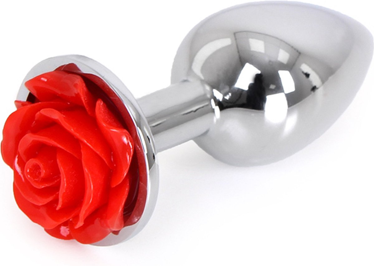 Goedkoopste Booty Sparks - Aluminium Buttplug 'Red Rose' Met bloem decoratie
