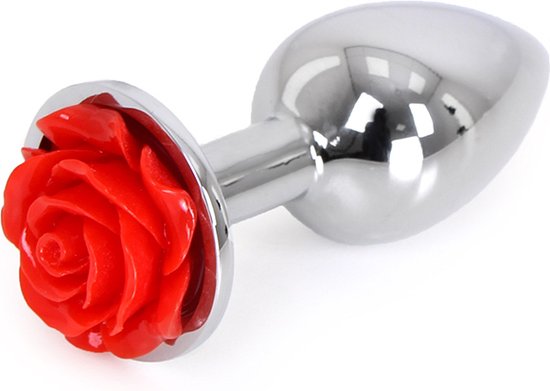 Booty Sparks - Aluminium Buttplug 'Red Rose' Met bloem decoratie