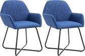 vidaXL Eetkamerstoelen 2 st stof blauw