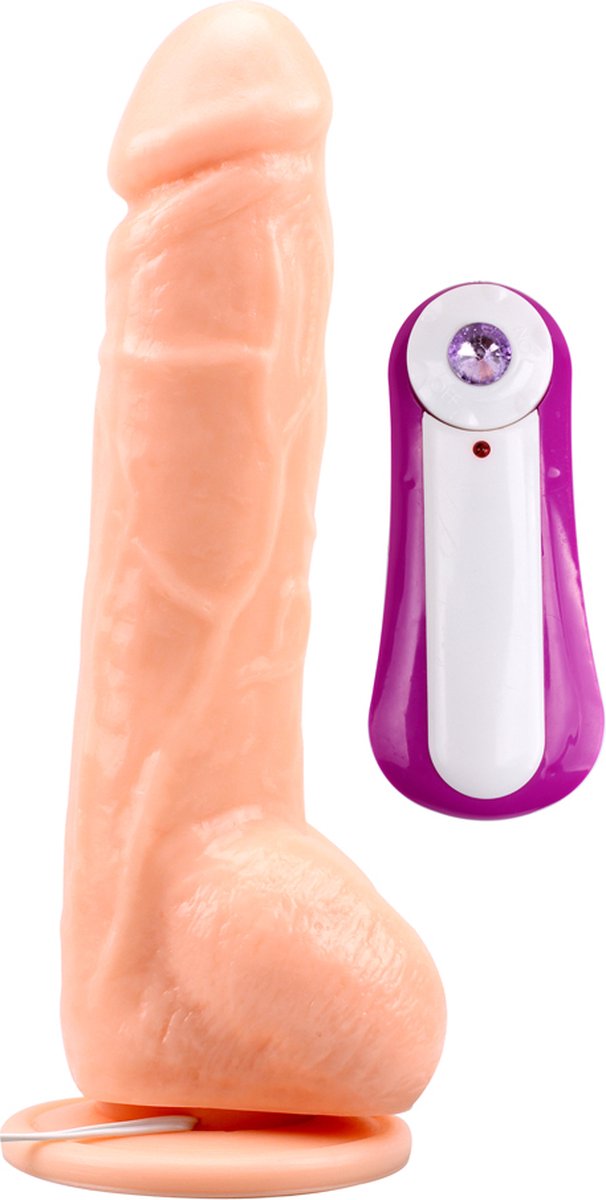 Goedkoopste Vibrerende dildo met zuignap en afstandsbediening Jeff - beige