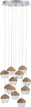 Hanging lamp 10parts glass/rope transparent/natural
