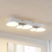 Lindby - LED plafondlamp - 5 lichts - ijzer - H: 8 cm - GU10 - wit, chroom - Inclusief lichtbronnen