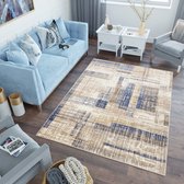 Tapiso Asthane Vloerkleed Beige Blauw Geometrisch Woonkamer Slaapkamer Tapijt Maat - 250x350