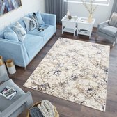 Tapiso Asthane Vloerkleed Beige Bruin Blauw Slaapkamer Woonkamer Tapijt Maat - 140x200