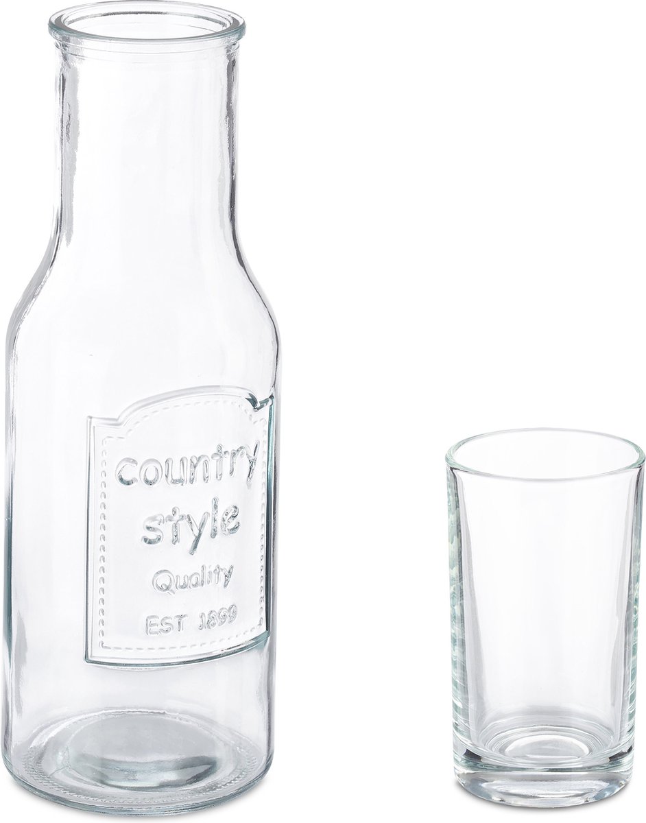 karaf met glazen - 5-delige set - 1 waterkan van 1,5 l - 4 drinkglazen van 200 ml - zonder deksel — cadeau in Koken & Dineren - foto 8