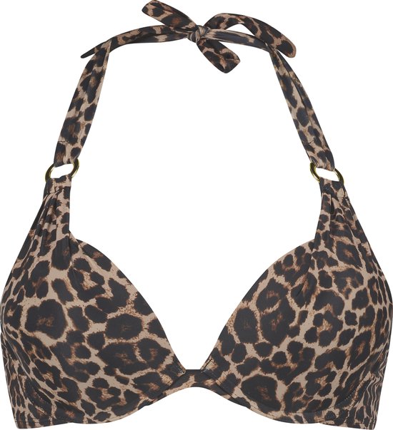 Hunkemöller Dames Badmode Voorgevormde push-up beugel bikinitop Leopard - Beige - maat C70