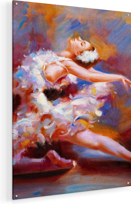 Artaza Glasschilderij - Ballerina van Olieverf - Ballet - 60x80 - Plexiglas Schilderij - Foto op Glas