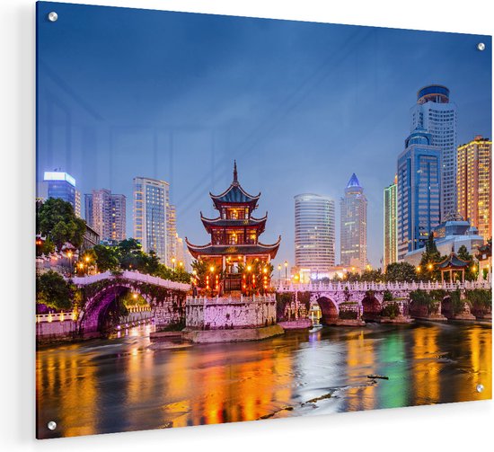 Artaza Glasschilderij - Rivier bij Stad Guiyang in China - 60x45 - Plexiglas Schilderij - Foto op Glas