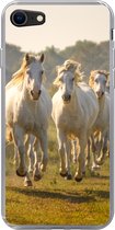 Geschikt voor iPhone 8 hoesje - Galopperende witte paarden - Siliconen Telefoonhoesje