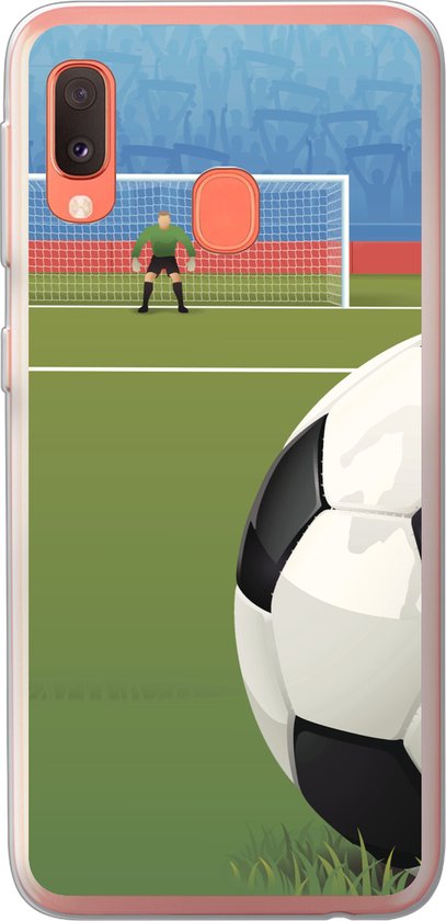 Verbonden Vervelen Eervol Samsung Galaxy A20e hoesje - Een illustratie van een voetbal op het veld in  het... | bol.com
