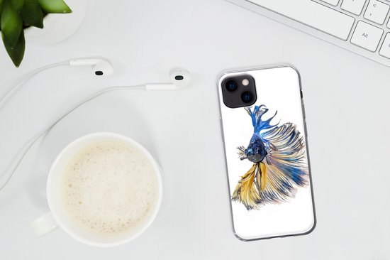 Coque iPhone 13 mini - Poisson - Staart - Blauw - Siliconen