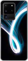 Geschikt voor Samsung Galaxy S20 Ultra hoesje - Licht - Blauw - Abstract - Siliconen Telefoonhoesje
