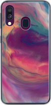 Coque Samsung Galaxy A40 - Liquide - Rose - Turquoise - Abstrait - Coque de téléphone en Siliconen