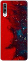 Geschikt voor Samsung Galaxy A70 hoesje - Inkt - abstract - Rood - Blauw - Siliconen Telefoonhoesje